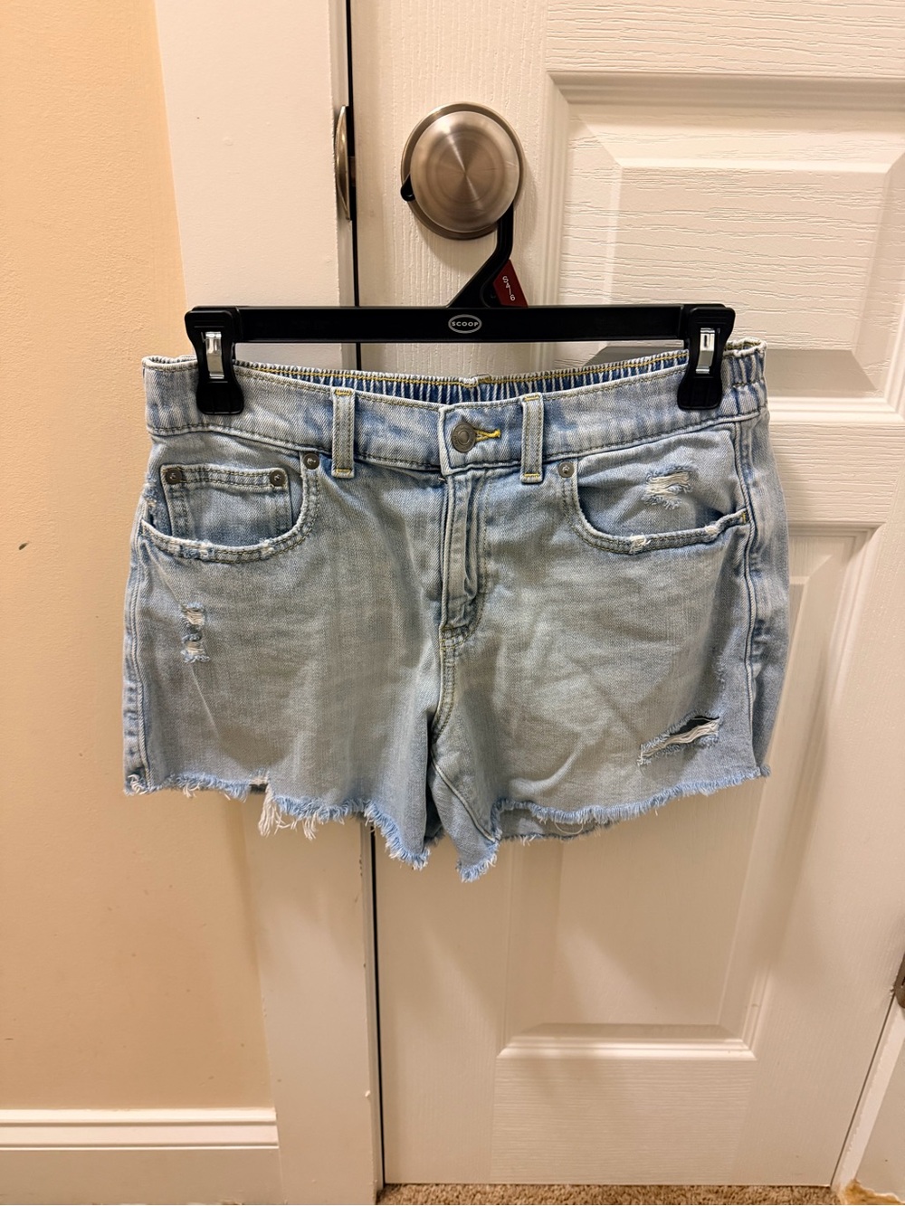 aerie Light Wash Distressed Denim Shorts